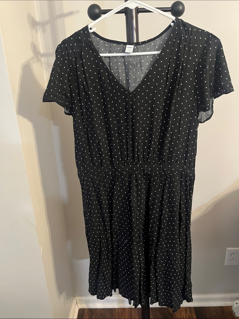 Old Navy Black Mini Dress with White Polka Dots